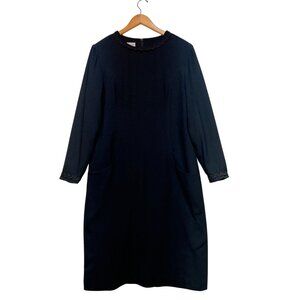 Vintage David Brooks Womens Midi Shift Dress Size 14 Black Workwear